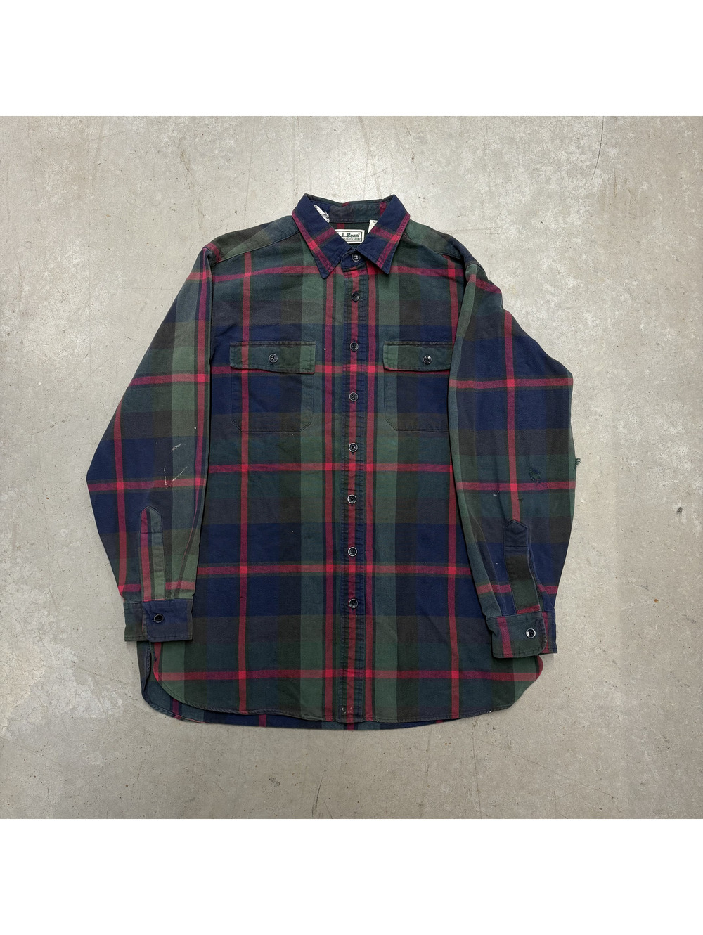 Vintage 90s L.L. Bean Plaid Button Up Flannel Large Green